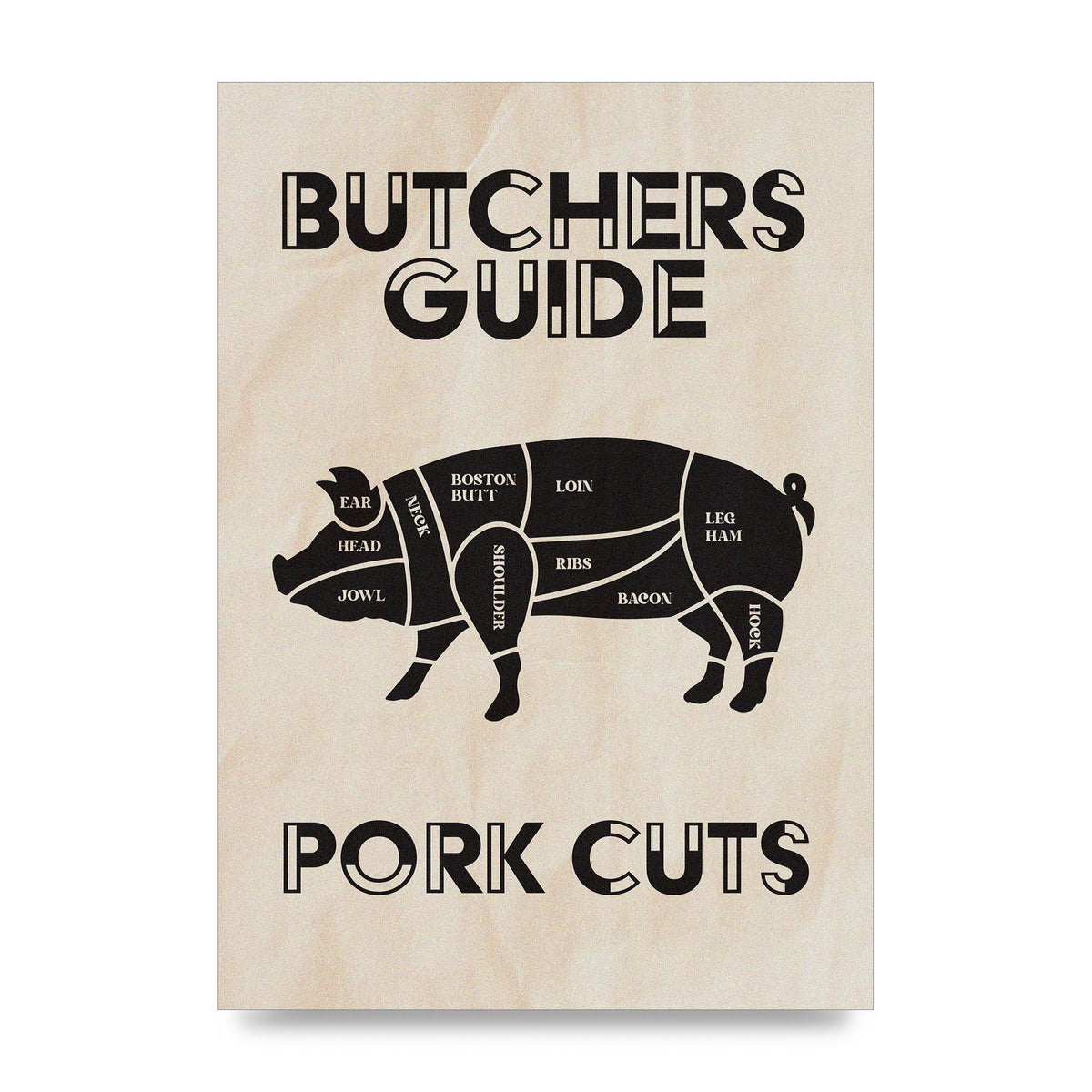 Retro Kitchen Butchers Guide Pork Cuts Vintage Printed Poster - unframed print