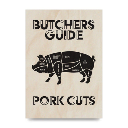 Retro Kitchen Butchers Guide Pork Cuts Vintage Printed Poster - unframed print