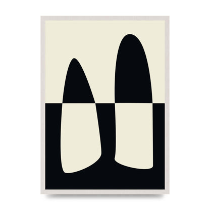 Abstract Split Shape Monochrome One print in an A2 white saw cut grain frame