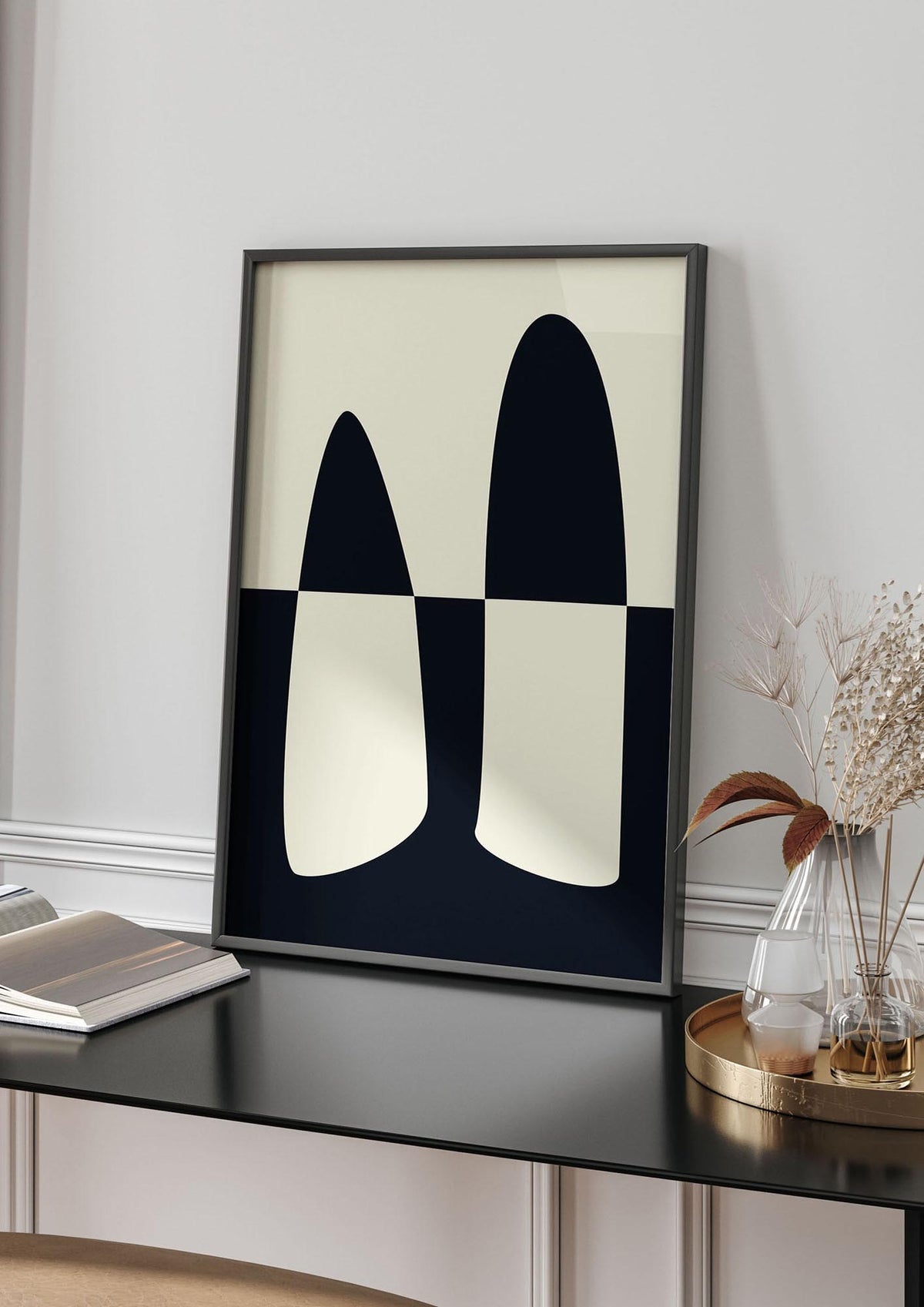 Abstract Split Shape Monochrome One Art For The Home - living room 4