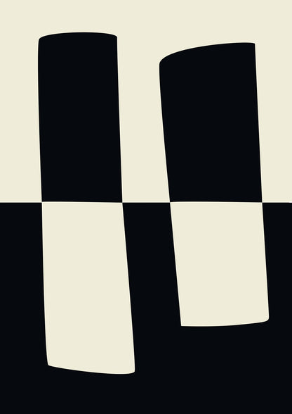 Abstract Split Shape Monochrome Four Art For The Home - detail