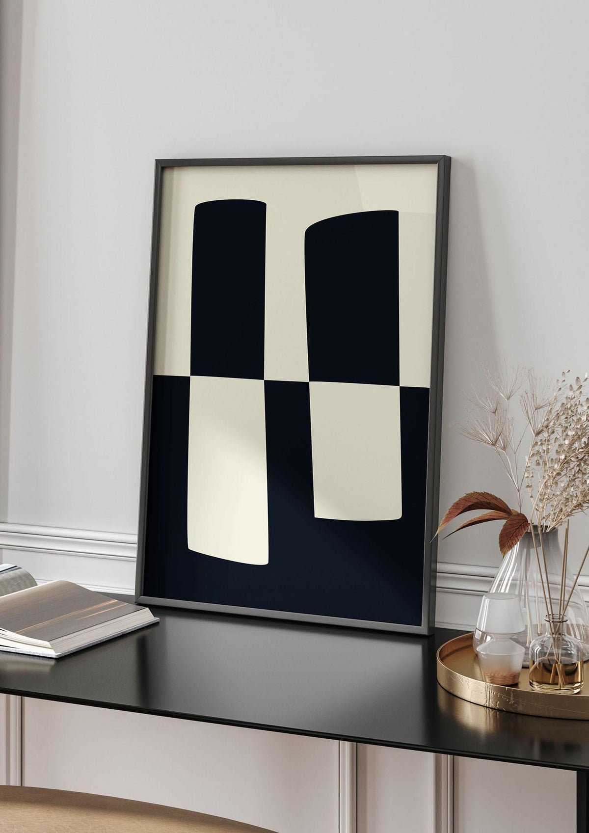 Abstract Split Shape Monochrome Four Art For The Home - living room 4