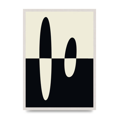 Abstract Split Shape Monochrome Five Printed Poster - A2 framed