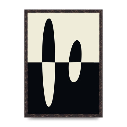 Abstract Split Shape Monochrome Five Printed Poster - A2 framed