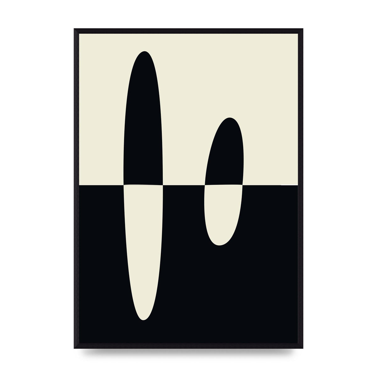 Abstract Split Shape Monochrome Five Printed Poster - A2 framed