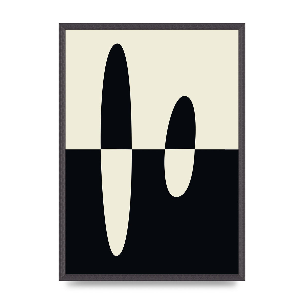 Abstract Split Shape Monochrome Five Printed Poster - A2 framed