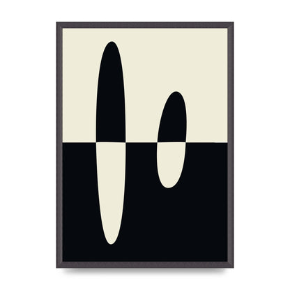 Abstract Split Shape Monochrome Five Printed Poster - A2 framed