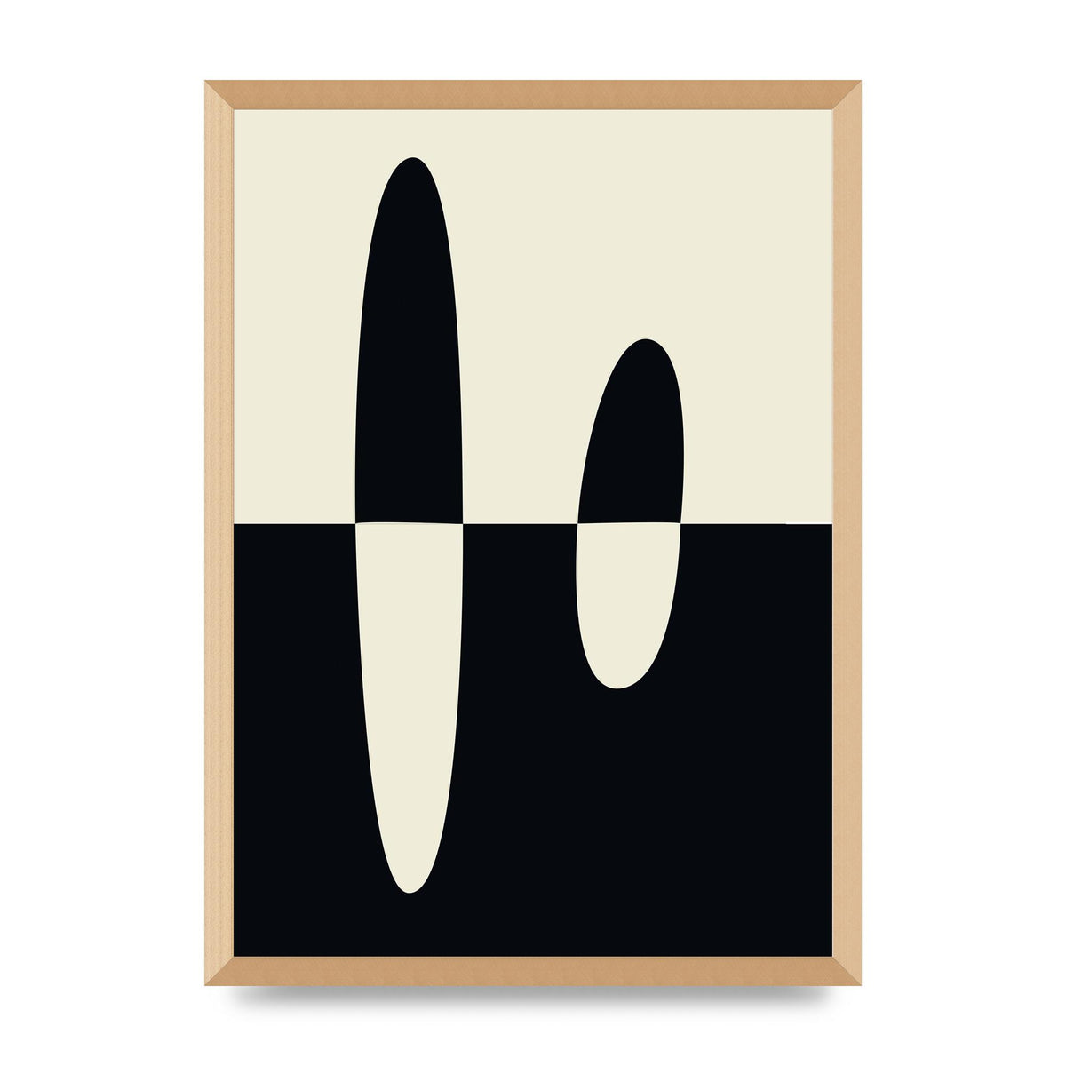Abstract Split Shape Monochrome Five Printed Poster - A2 framed