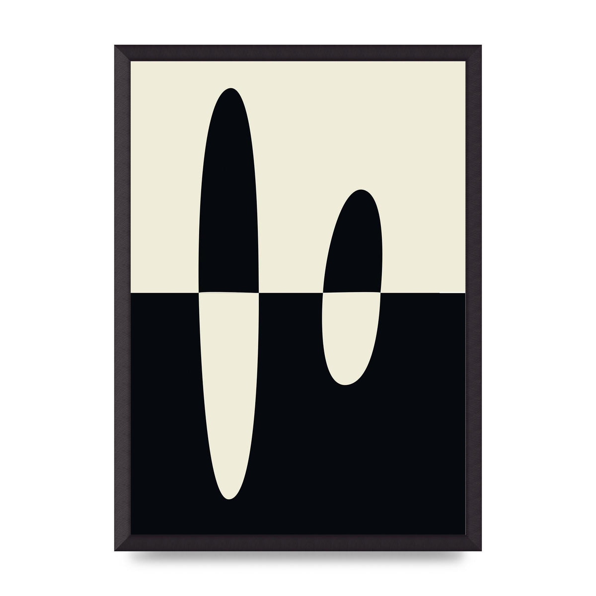 Abstract Split Shape Monochrome Five Printed Poster - A2 framed