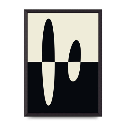 Abstract Split Shape Monochrome Five Printed Poster - A2 framed