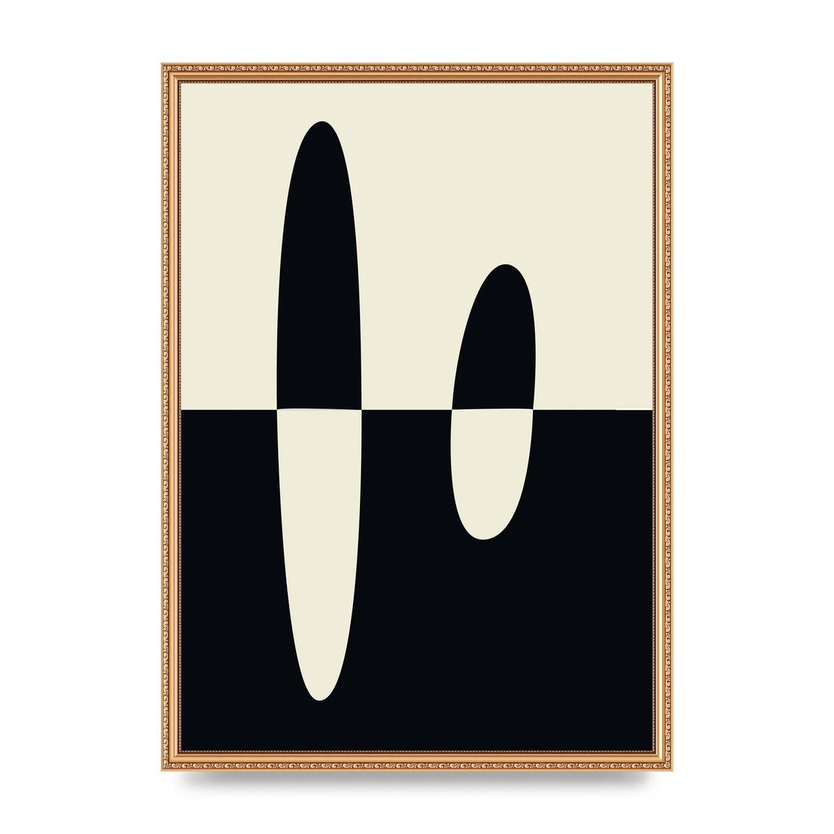 Abstract Split Shape Monochrome Five Printed Poster - A2 framed