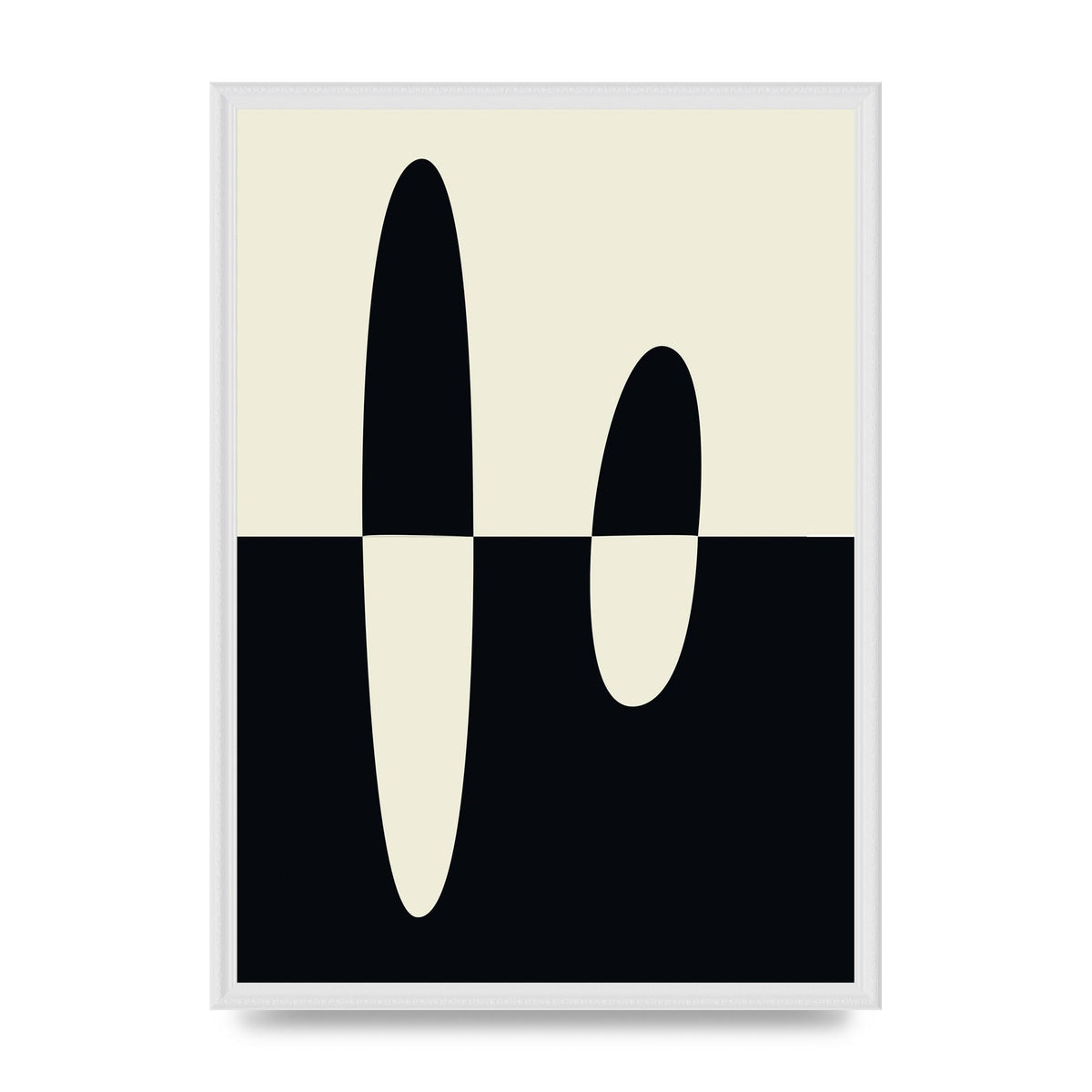 Abstract Split Shape Monochrome Five Printed Poster - A2 framed