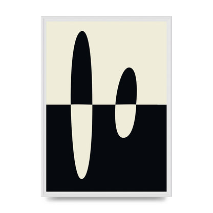 Abstract Split Shape Monochrome Five Printed Poster - A2 framed