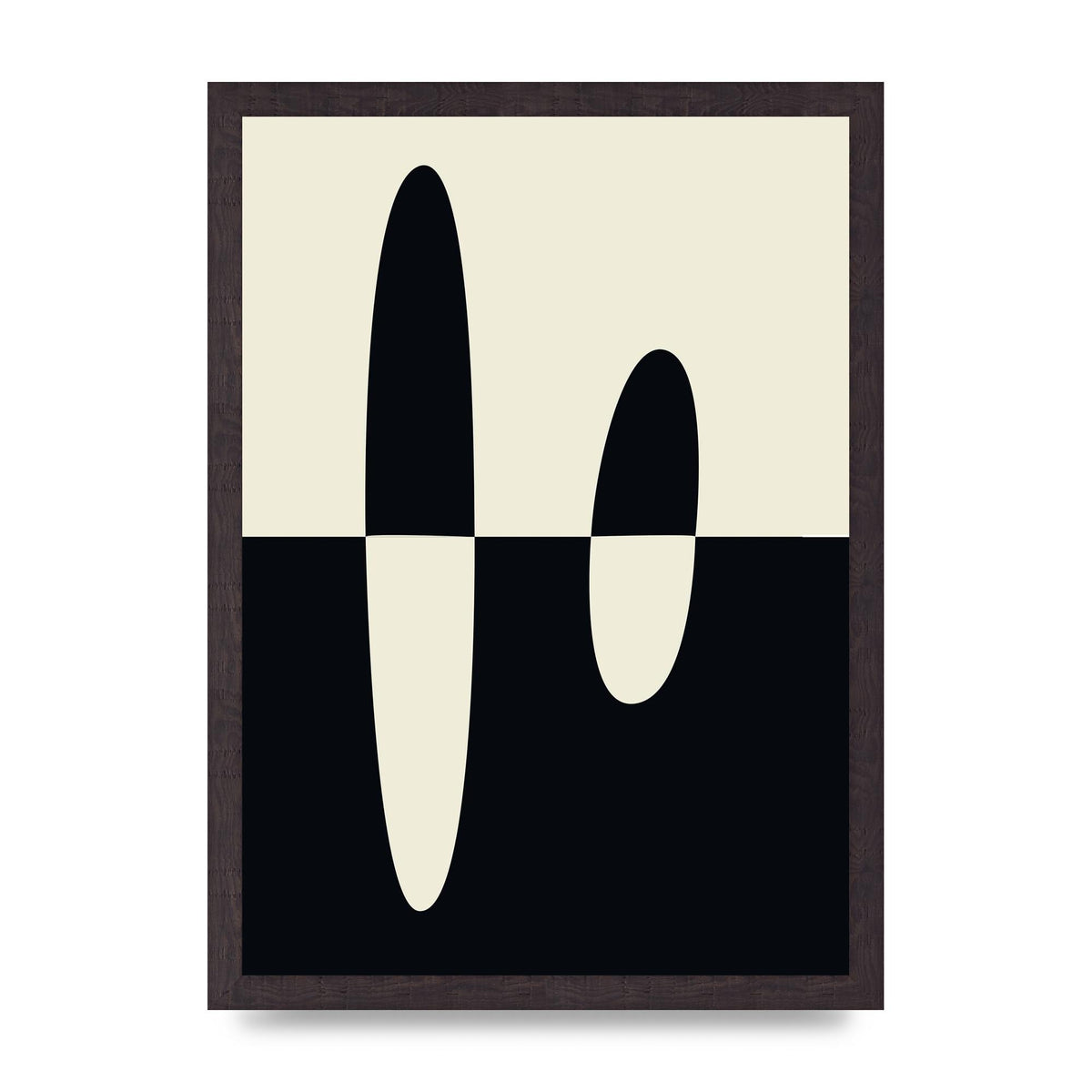 Abstract Split Shape Monochrome Five Printed Poster - A3 framed