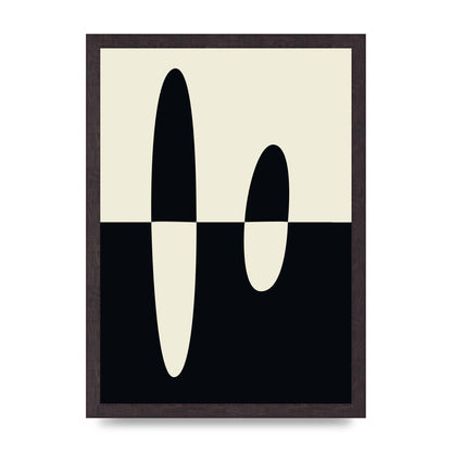 Abstract Split Shape Monochrome Five Printed Poster - A3 framed
