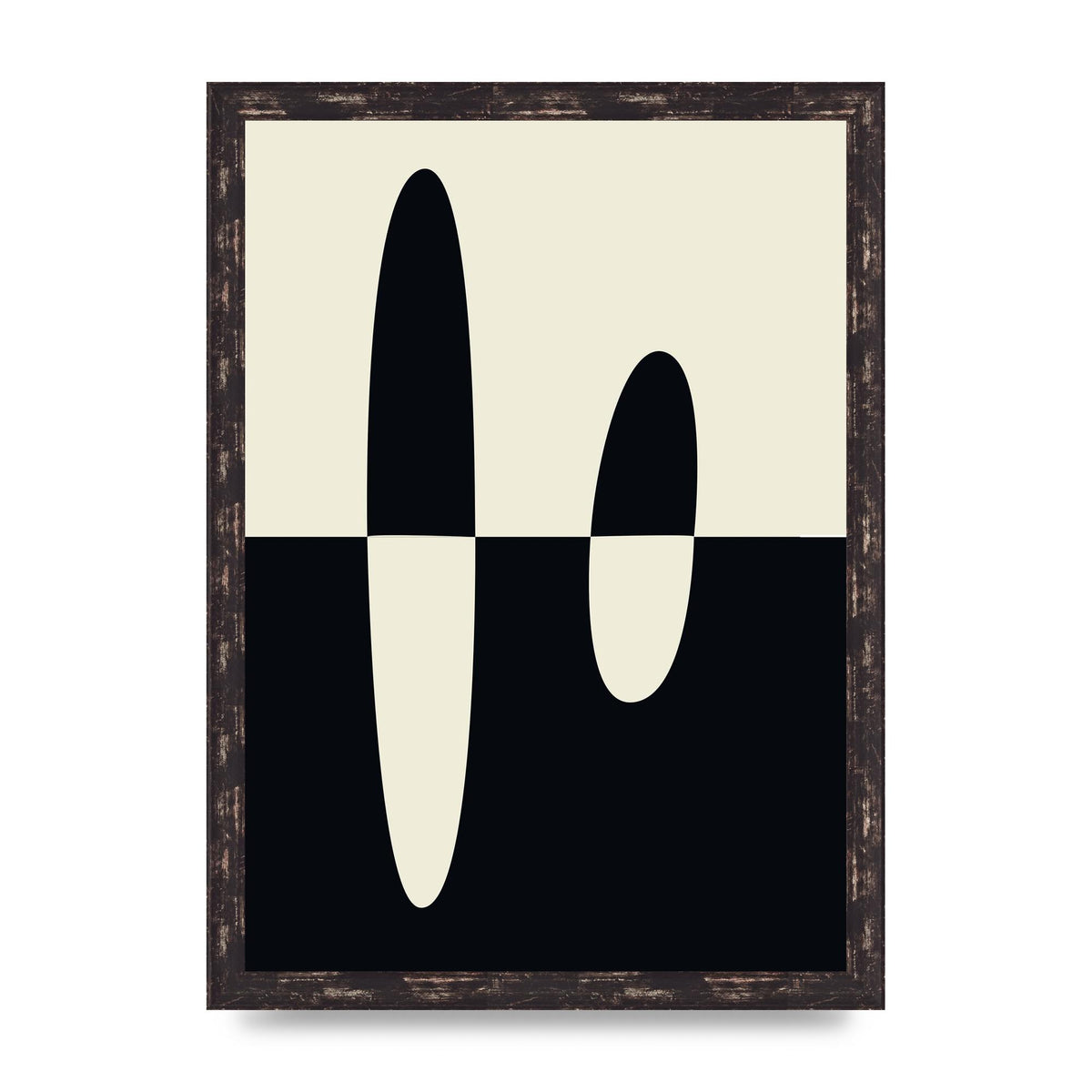Abstract Split Shape Monochrome Five Printed Poster - A3 framed