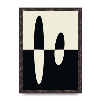 Abstract Split Shape Monochrome Five Printed Poster - A3 framed