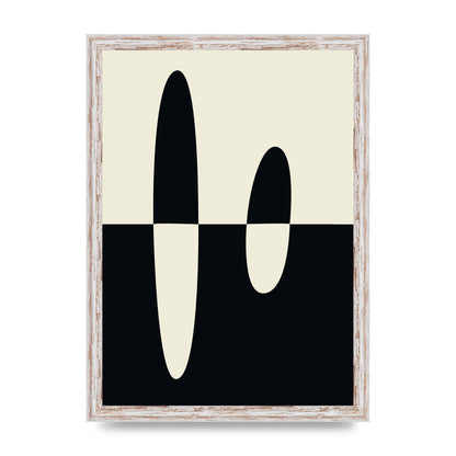 Abstract Split Shape Monochrome Five Printed Poster - A3 framed