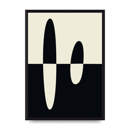 Abstract Split Shape Monochrome Five Printed Poster - A3 framed