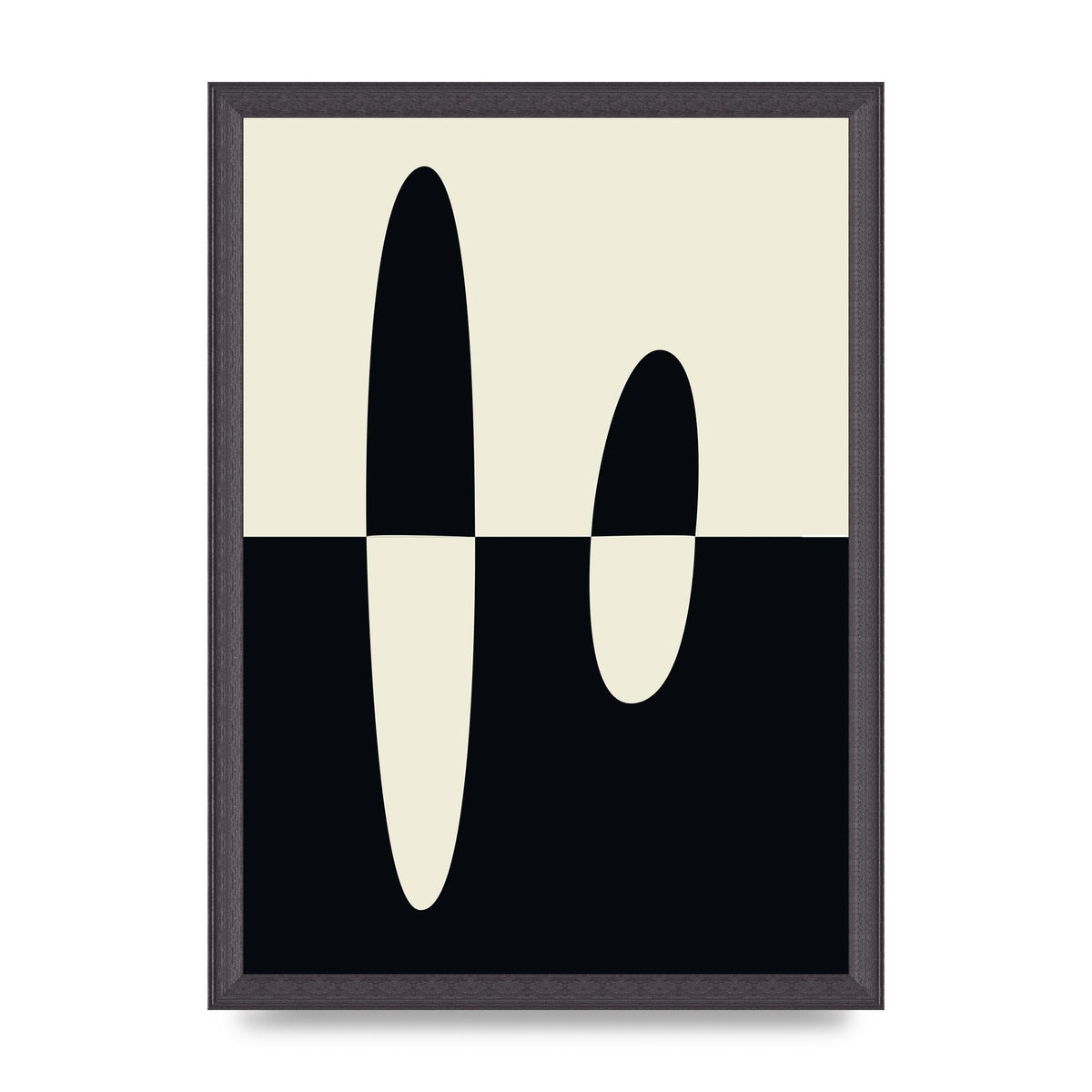 Abstract Split Shape Monochrome Five Printed Poster - A3 framed