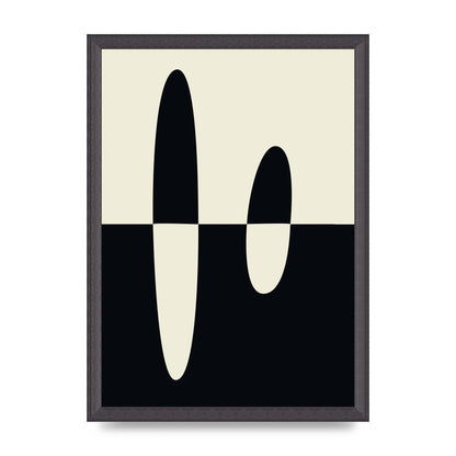 Abstract Split Shape Monochrome Five Printed Poster - A3 framed