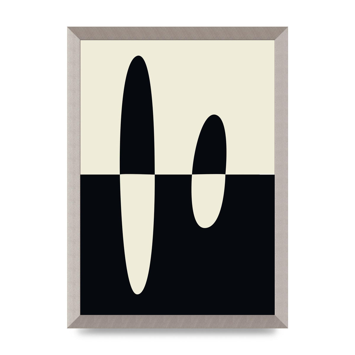 Abstract Split Shape Monochrome Five Printed Poster - A3 framed