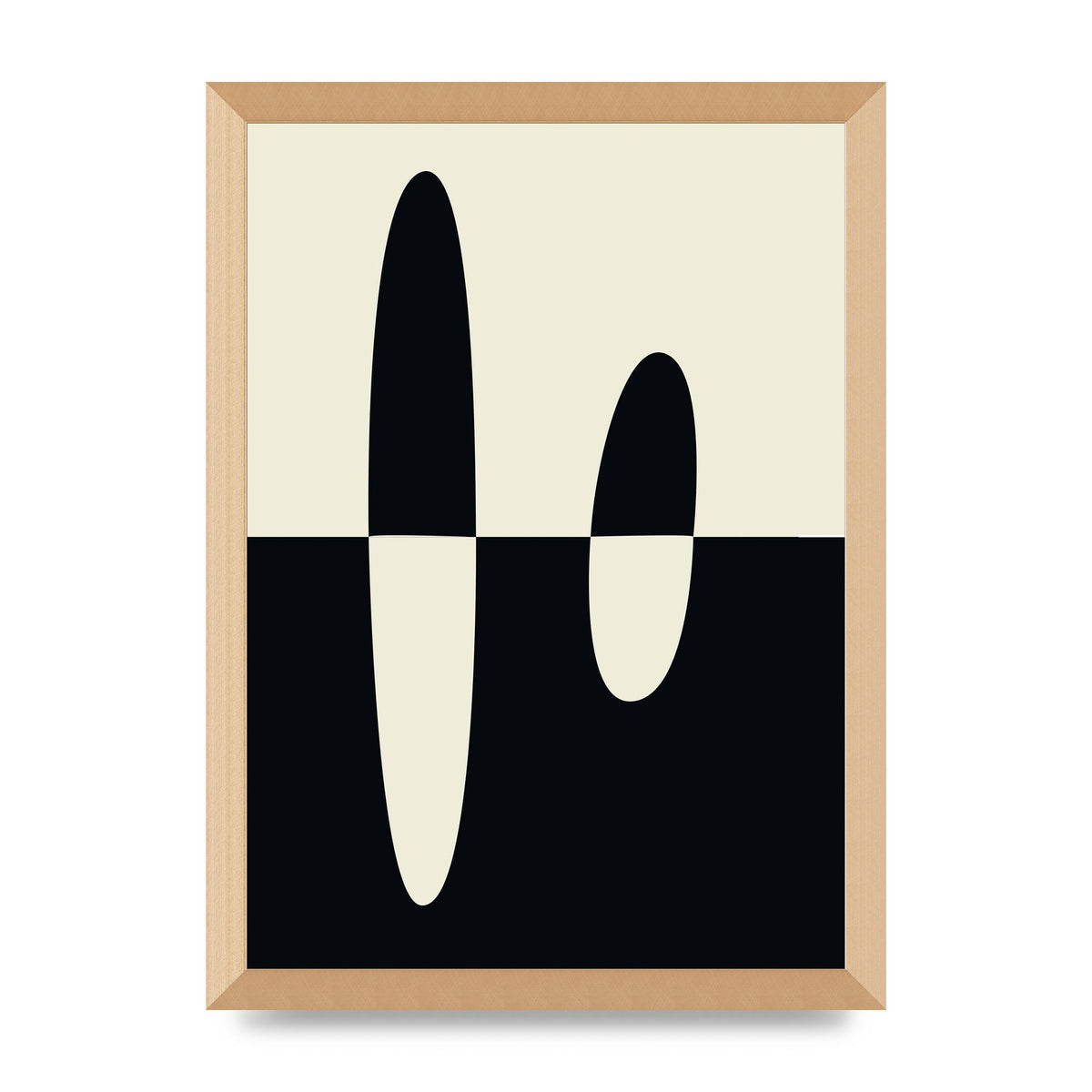 Abstract Split Shape Monochrome Five Printed Poster - A3 framed