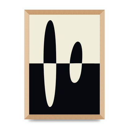 Abstract Split Shape Monochrome Five Printed Poster - A3 framed