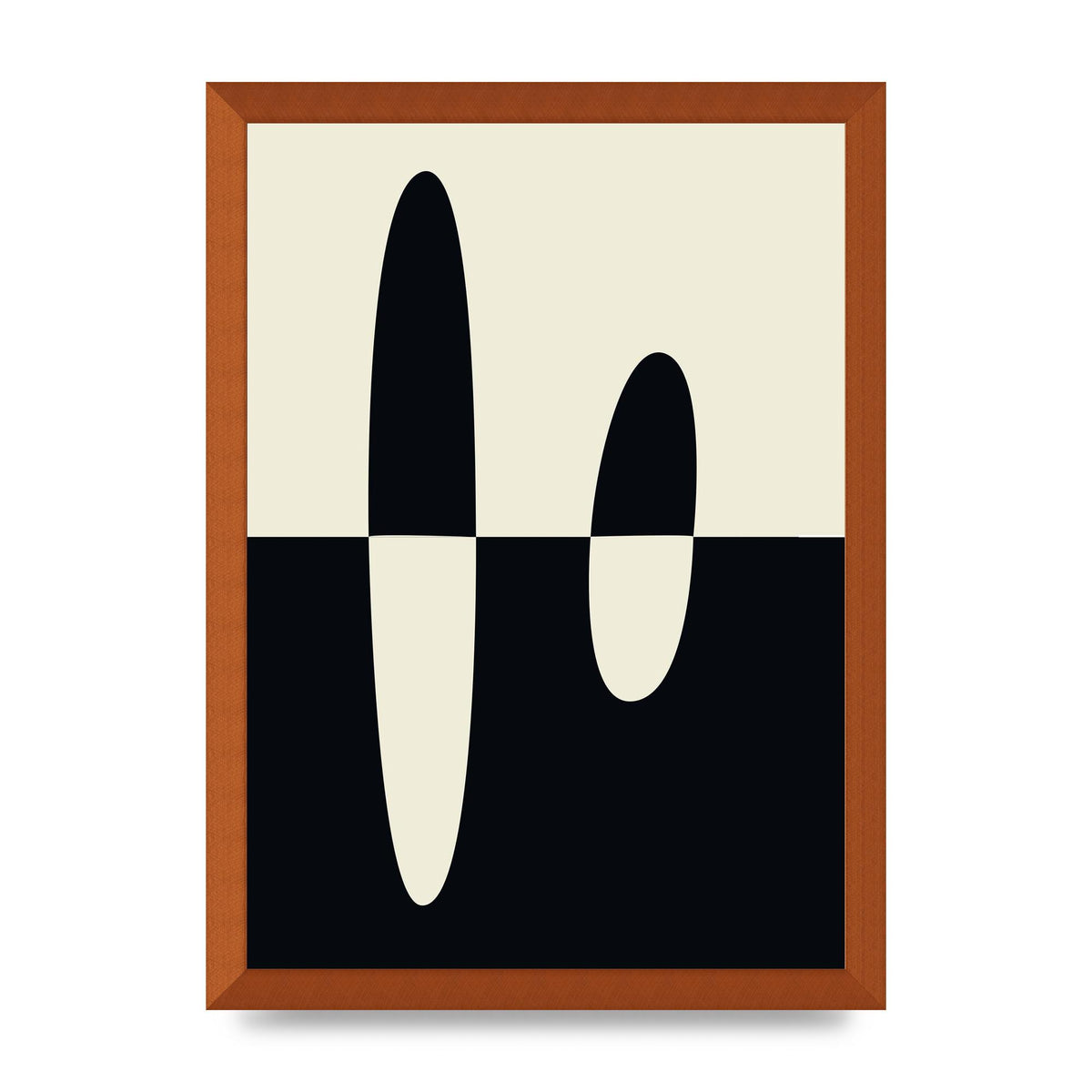 Abstract Split Shape Monochrome Five Printed Poster - A3 framed