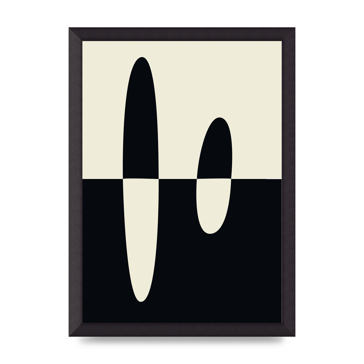 Abstract Split Shape Monochrome Five Printed Poster - A3 framed