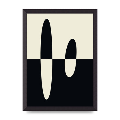 Abstract Split Shape Monochrome Five Printed Poster - A3 framed