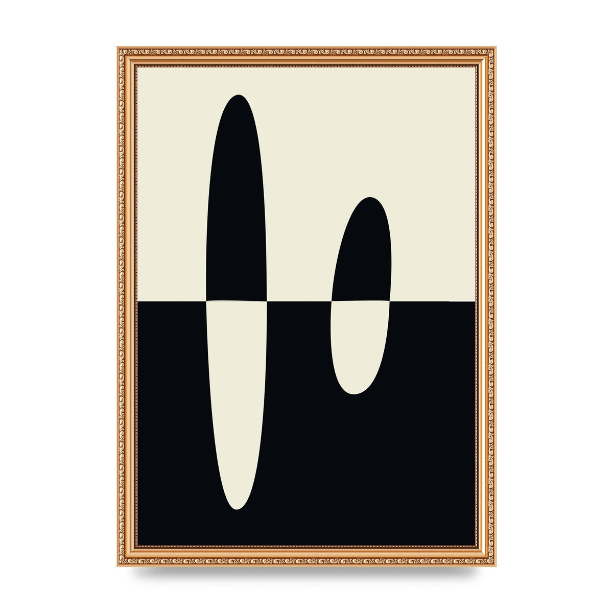 Abstract Split Shape Monochrome Five Printed Poster - A3 framed