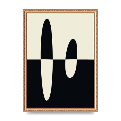 Abstract Split Shape Monochrome Five Printed Poster - A3 framed
