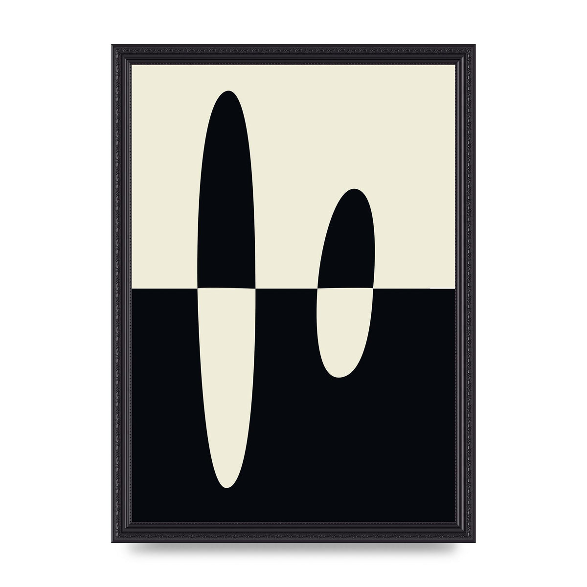Abstract Split Shape Monochrome Five Printed Poster - A3 framed