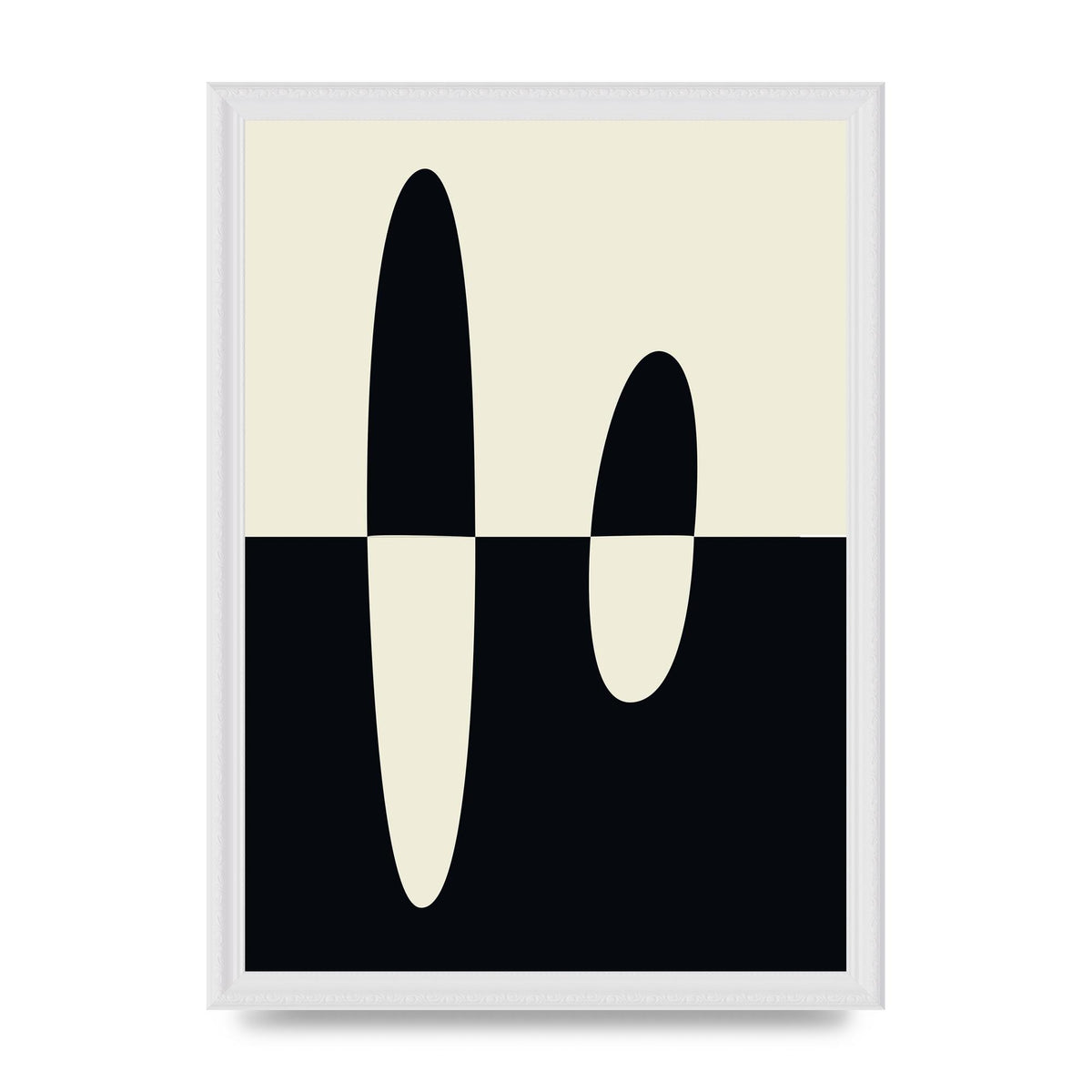 Abstract Split Shape Monochrome Five Printed Poster - A3 framed