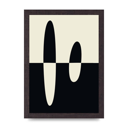 Abstract Split Shape Monochrome Five Printed Poster - A4 framed