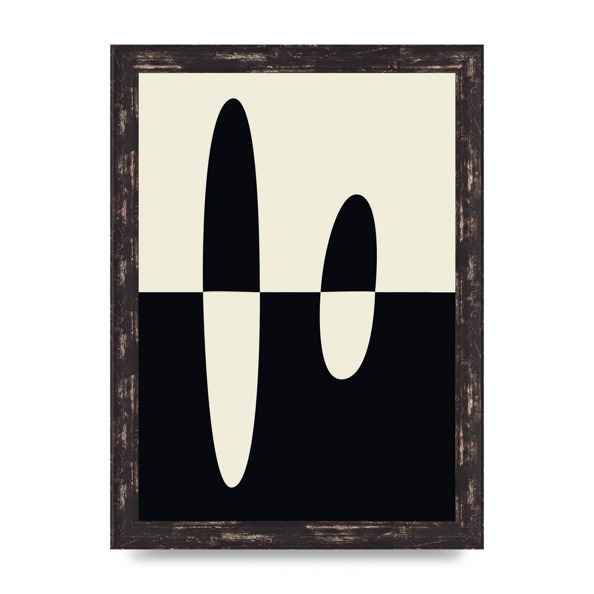 Abstract Split Shape Monochrome Five Printed Poster - A4 framed
