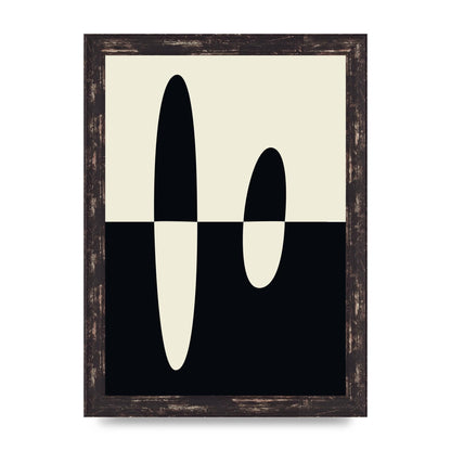 Abstract Split Shape Monochrome Five Printed Poster - A4 framed