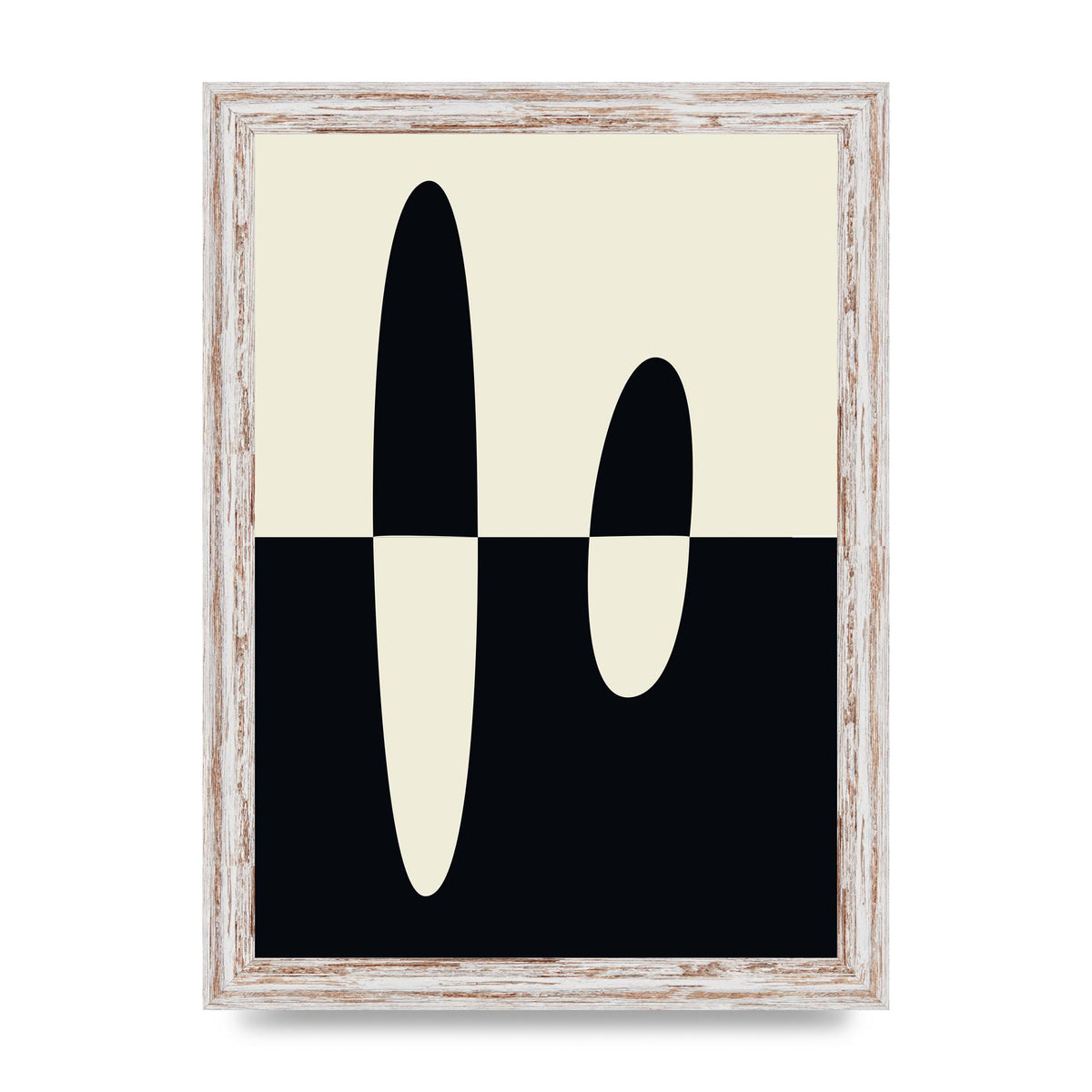 Abstract Split Shape Monochrome Five Printed Poster - A4 framed