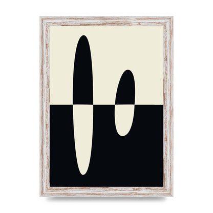 Abstract Split Shape Monochrome Five Printed Poster - A4 framed