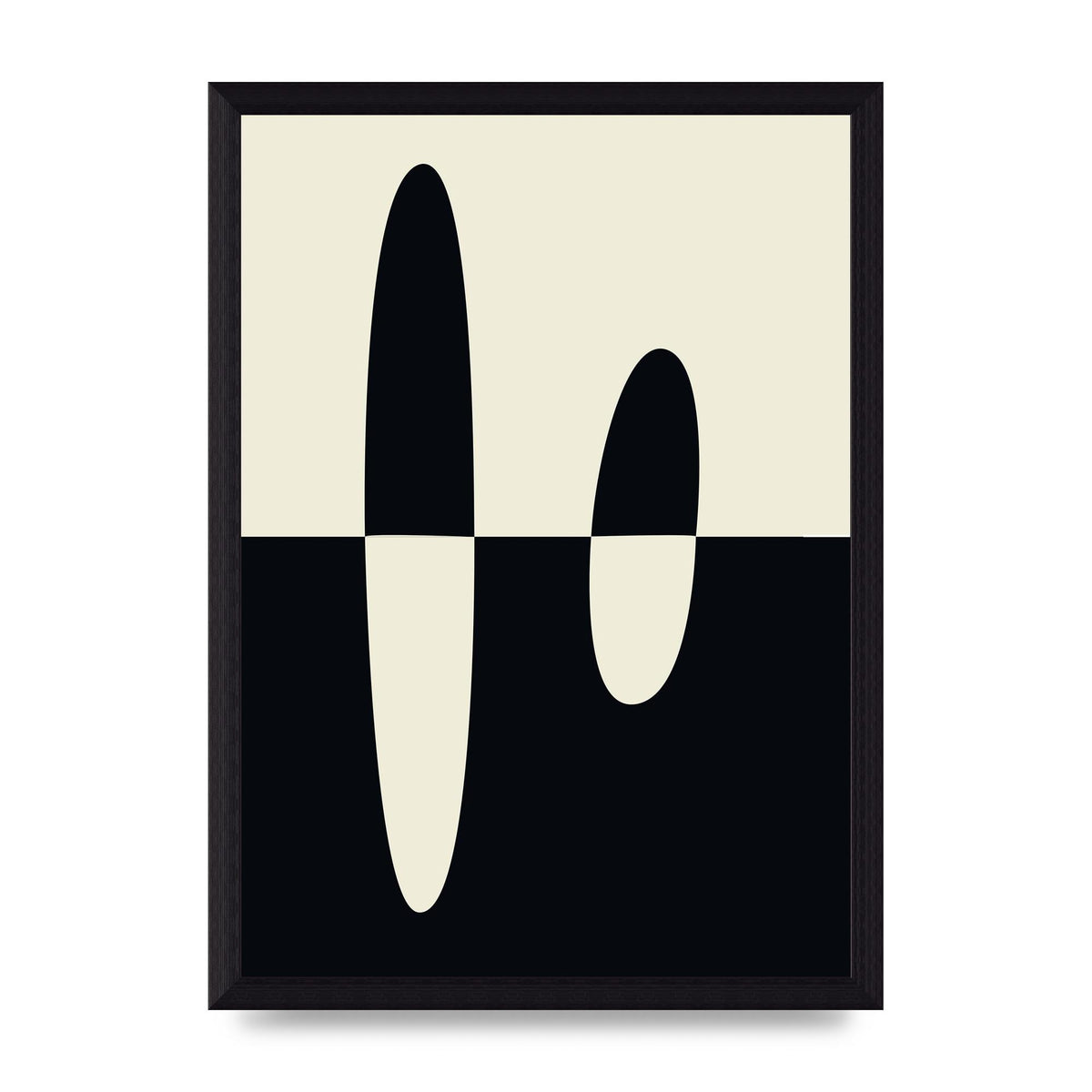 Abstract Split Shape Monochrome Five Printed Poster - A4 framed