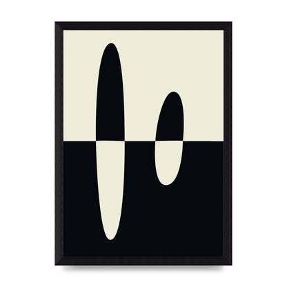 Abstract Split Shape Monochrome Five Printed Poster - A4 framed