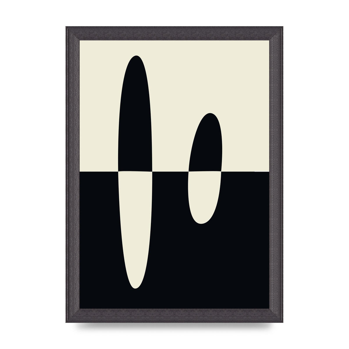 Abstract Split Shape Monochrome Five Printed Poster - A4 framed