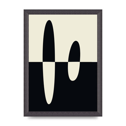Abstract Split Shape Monochrome Five Printed Poster - A4 framed