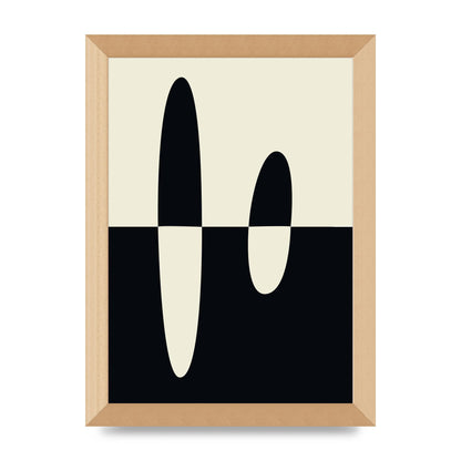 Abstract Split Shape Monochrome Five Printed Poster - A4 framed