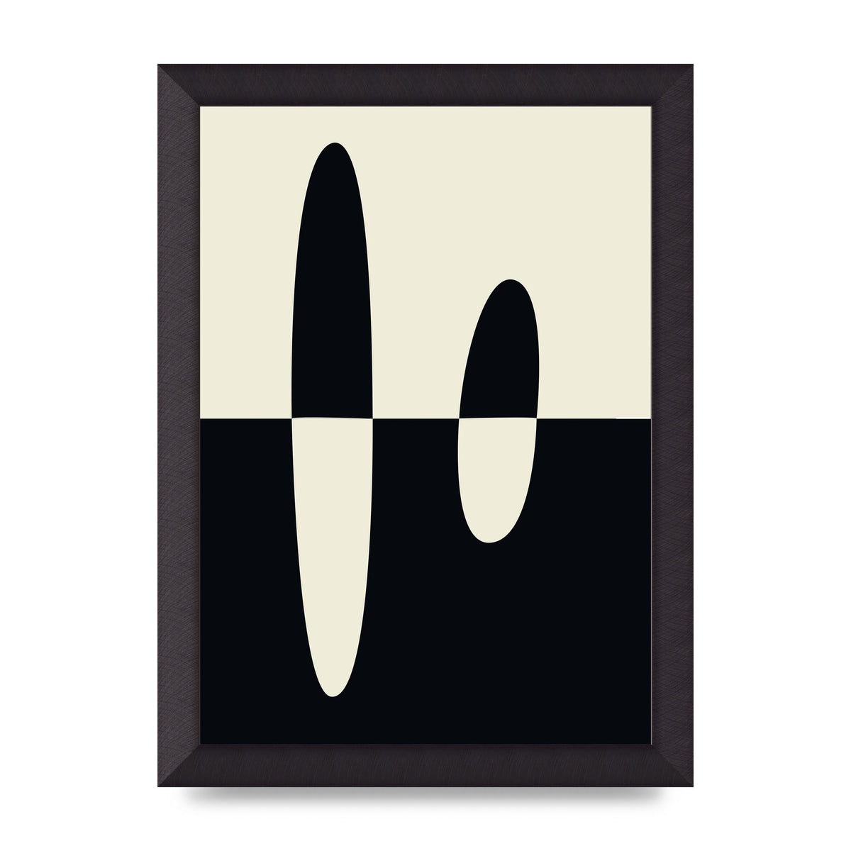 Abstract Split Shape Monochrome Five Printed Poster - A4 framed