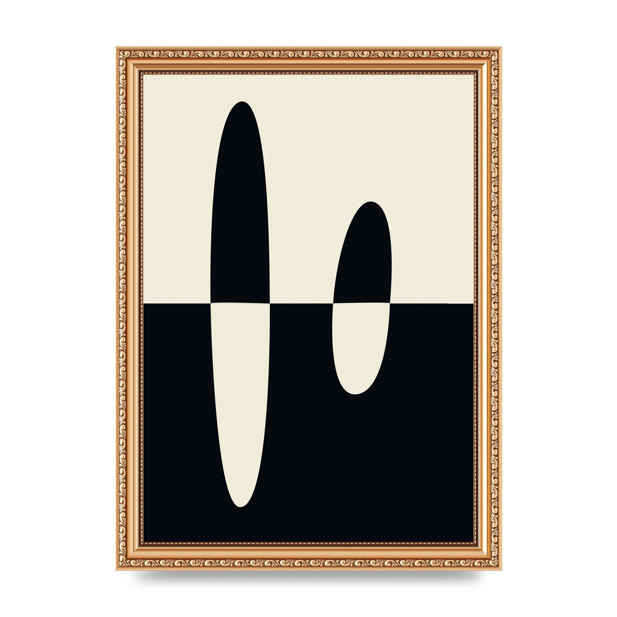 Abstract Split Shape Monochrome Five Printed Poster - A4 framed