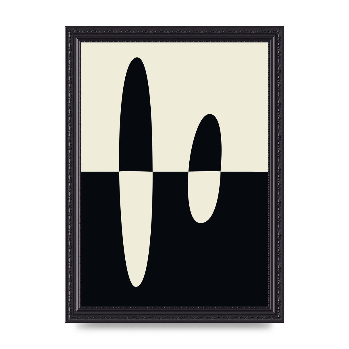 Abstract Split Shape Monochrome Five Printed Poster - A4 framed
