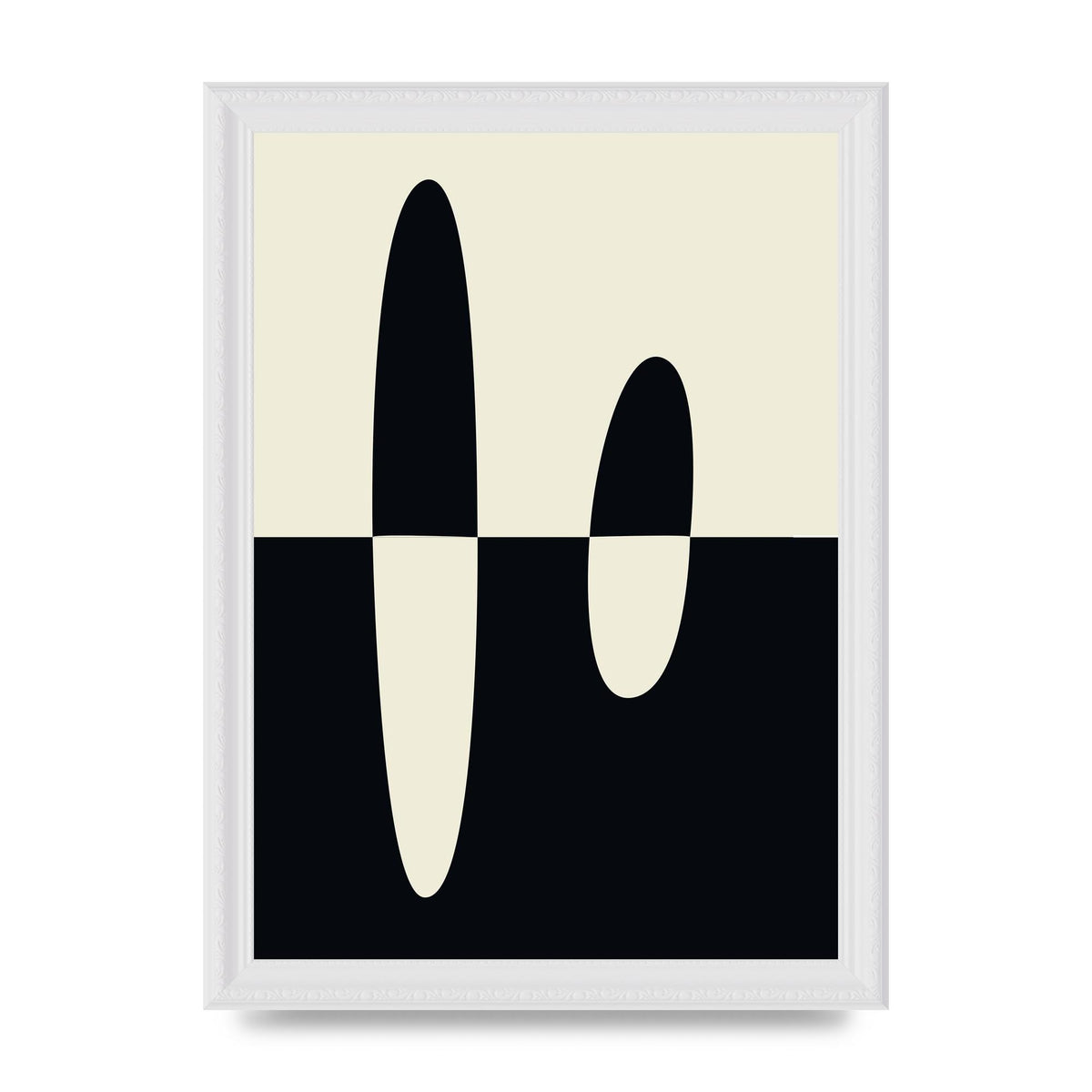 Abstract Split Shape Monochrome Five Printed Poster - A4 framed