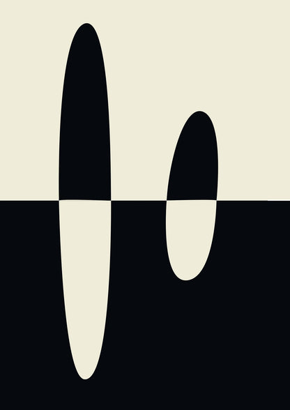 Abstract Split Shape Monochrome Five Printed Poster - detail